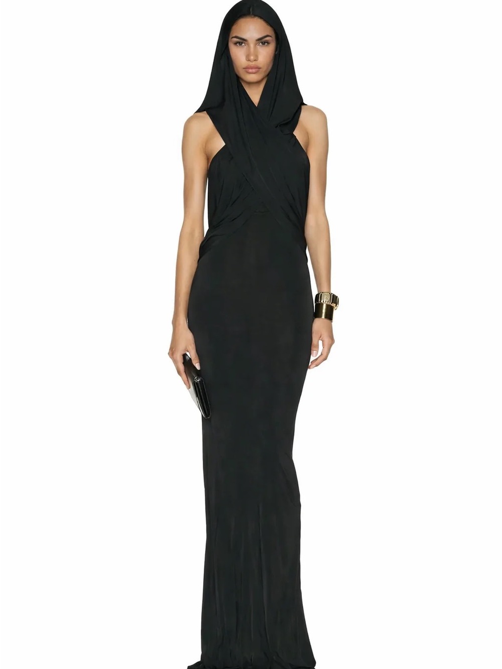 KOIR Sleeveless Hooded Black Maxi Dress like helsa cult Gaia - Picture 2 of 6